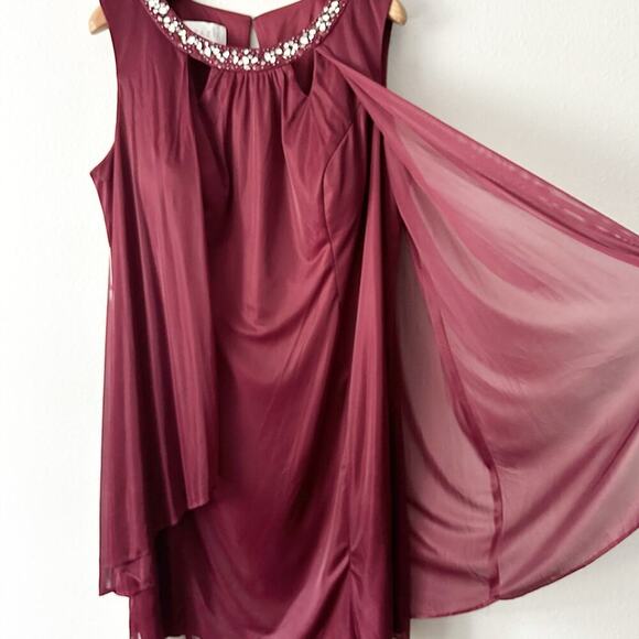 Azazie Viviana Cabernet A-line Fly Away Jewel Neck Dress Women's Plus Size 24 - Picture 4 of 14